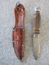 Vintage YORK CUTLERY Solingen knife, Germany stag #632 w/orig.sheath, 3
