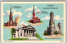 Churches Louisville KY Baptist Catholic Christian Presbyterian VTG Postcard 1952 picture