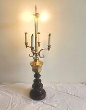 Vintage Mid-Century Ethan Allen Knob Creek Candelabra Lamp Brass & Mahogany 34