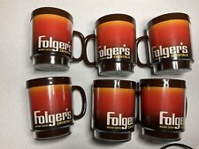 Vintage Folgers Coffee Mug Plastic Instant Coffee Crystals Brown Red MCM EUC picture