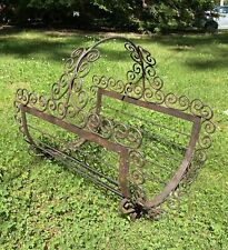 Vintage Wrought Iron Basket Firewood Log Holder Rack Planter Mexico Scroll picture