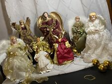 Vintage Angel Lot Of 8 Christmas Tree Topper Lighted Angelic Variety Of Sizes picture