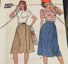Vintage 1980s Butterick 4745 Flared Front Wrap Skirt Sewing Pattern 24-30” UNCUT picture