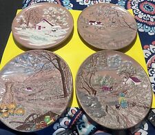 LOT OF 4 Vintage Byron Molds 4 Seasons Ceramic Wall Plaques 1972 Beautiful picture