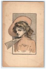 c1910's Pretty Woman With Gun Cowgirl Hunter Unposted Antique Postcard picture