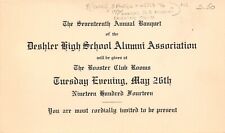 Deshler Ohio~High School Alumni Association~Booster Club Room~May 26 1914 Invite picture