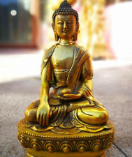 Shakyamuni Bhagavan Antique Golden Bronze Buddha Statue Handcarved picture