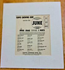 Vintage June 1962 Topps Chewing Gum Salutes Minor League Players Print Ad Matted picture