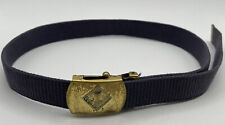 Vintage Cub Scouts Blue Canvas Belt With Brass Belt Buckle picture