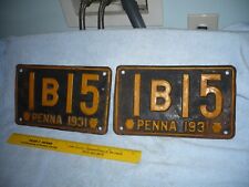 ODD  1931 pair of Pennsylvania License Plates picture