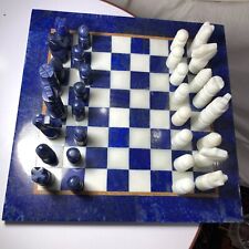 Lapis Lazuli Stone Chess Set  Complete Board And Pieces- Luxury Game Handmade picture