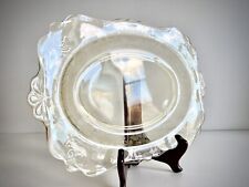 Vintage Cambridge Etched Flower Covered Glass Platter Yellow picture