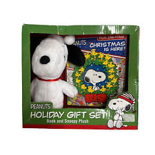 Peanuts Christmas Holiday Gift Set Plush Snoopy with book NEW-Box distress Pics picture