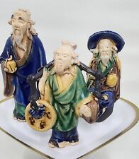 ANTIQUE MUD MAN - LOT OF 3 -  Figures Shekwan Shiwan Chinese  C. 1920 picture