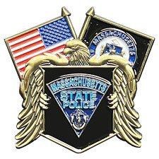 GL4-015 Massachusetts State Police MSP Trooper American Flag Lapel Pin picture