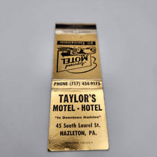 Vintage Matchcover Taylor's Motel Hotel Hazleton Pennsylvania picture