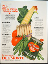 Vintage 1928 Print Advertisement Del Monte Vegetables Paul Poiret on Reverse fro picture