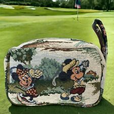 Vtg Tapestry Mickey and Minnie Mouse Golf Cosmetic Bag Walt Disney Company Zip picture