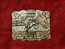 CHAMPION BRONC RIDING MARFA TEXAS PROFESSIONAL RODEO TROPHY BUCKLE☆2014☆RARE☆974 picture