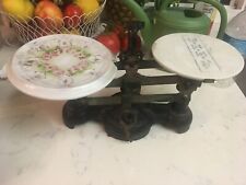 Antique Balance Scale Braun Knecht Heimann w/ PORCELLIAN PLATE- GERMANY picture