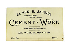 Vintage Contractor Business Card CEMENT WORK circa 1880s picture