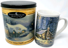 2 Pcs Thomas Kinkade 1998 Christmas Retreat Mug & 1992 Silent Night Tin Lot Gift picture