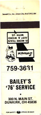Bailey's '76 Service, Dunkirk, Ohio Service Vintage Matchbook Cover picture