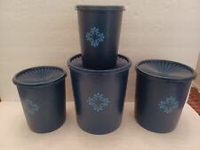 VTG Tupperware Servalier - Set of 4 Canisters W/Lids Royal Blue Blueberry 805-11 picture