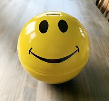 Vintage Metal Round Happy Face Smile Piggy Bank picture
