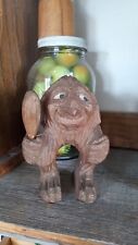 Vtg Vintage Scandinavian Carved Wood Troll Ogre Gnome Club Stick Mid Century  picture