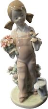 Lladro Figurine Spring Girl with Flowers Bird & Watering Can #5217 Retired Mint picture