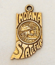 GF Indiana State Fair Charm Pendant Vintage Gold Scene Travel Souvenir Retro picture