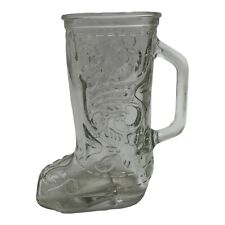Vintage Western Clear Glass Mug Beer Stein Cowboy Boot PItcher Planter picture