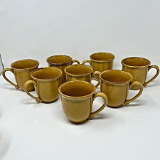 8 Sabatier Cannes gold speckled mugs Stoneware MINT - Vintage picture