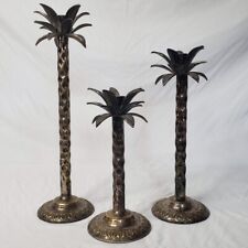 Palm Tree Leaf  ~ Set of 3 Taper Candle Stick Holders  10”  13” 16” picture