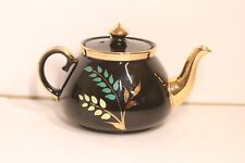 Vintage Gibsons England Black Gold Leaf Hand Painted 2 Cup Teapot Beautiful Gold picture