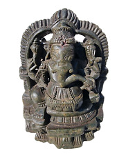 1800's Old Vintage Antique V Rare Stone Double Sided God Ganesh Figure / Statue picture