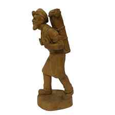 Large Vintage Hand Carved Folk Art Figural Man Scavenger Wooden Sculpture Statue picture