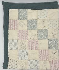 Vintage Handmade Patchwork Quilt Animal Drawings Crib Size 43.5” x 51.5” picture