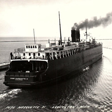 c.1940 Pere Marquette 21 Great Lakes Car Ferry Ludington Michigan MI RPPC picture