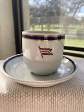 Vintage PORSGRUND N.A.L Steamship Cabin Cup And Saucer Norway Blue & Gold Rim picture