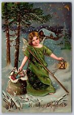 Christmas Snow~Lil Angel~Green Robe~Lantern & Toys~Crescent Moon~Gold Leaf~1909 picture