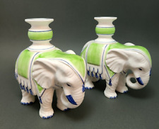 VTG 1970s Fitz & Floyd Elephant Candle Holder Vintage Ceramic Chinoiserie, Pair picture