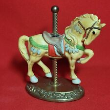 Vintage Porcelain Galloping Horse Figurine Carousel Brass Pole and Stand picture