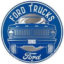 Ford Trucks Since 1917 Blue Embossed Metal Novelty Round Sign - 12 in picture