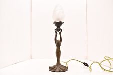 VTG Art Deco FIGURAL WOMAN Lamp Flying Lady Holding Torch Flame Shade Nouveau picture