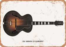 Guitar Art - 1931 Gibson L5 Sunburst Pencil Drawing - Rusty Look Metal Sign picture