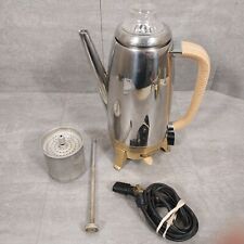 Vintage 1950s MCM 2 Tone Cory DAP Stainless Steel Electric Percolator Gold Base picture