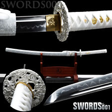 hand forged Clay Tempered Japanese Sword 银龙 Samurai Katana T10 Steel sharp blade picture