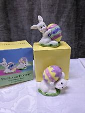 Vintage 2001 Fitz and Floyd Gathering Eggs Salt and Pepper Shaker Set NIB picture